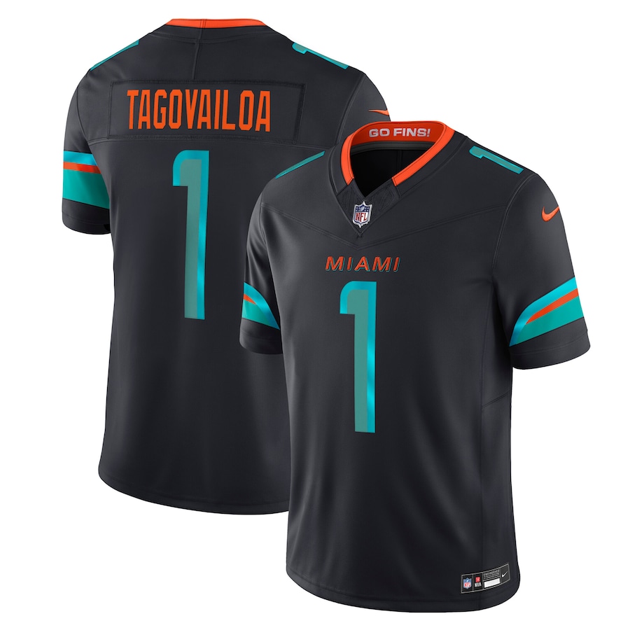 Men Miami Dolphins #1 Tua Tagovailoa Nike 2025 Blue Limited Nike NFL Jersey->women nfl jersey->Women Jersey